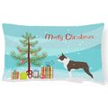 Carolines Treasures Boston Terrier Merry Christmas Tree Canvas Fabric Decorative Pillow CA66646